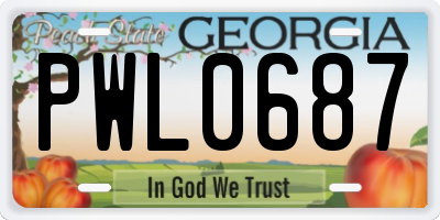 GA license plate PWL0687