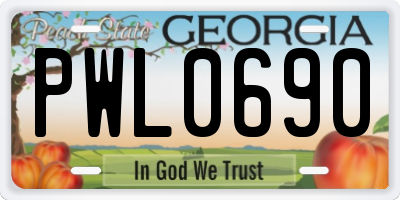 GA license plate PWL0690