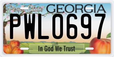 GA license plate PWL0697