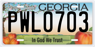GA license plate PWL0703