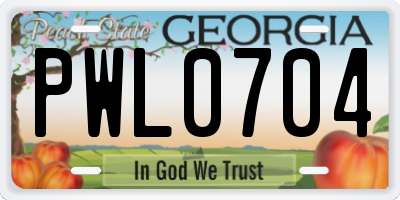 GA license plate PWL0704