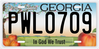 GA license plate PWL0709