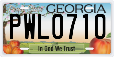 GA license plate PWL0710
