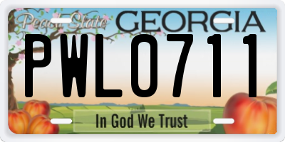 GA license plate PWL0711