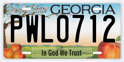 GA license plate PWL0712