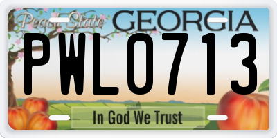 GA license plate PWL0713