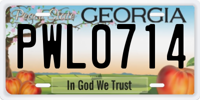 GA license plate PWL0714