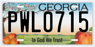 GA license plate PWL0715