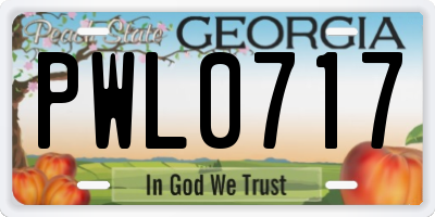 GA license plate PWL0717