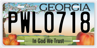 GA license plate PWL0718