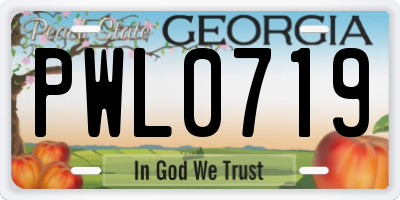 GA license plate PWL0719