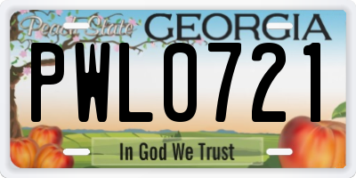 GA license plate PWL0721