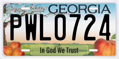 GA license plate PWL0724