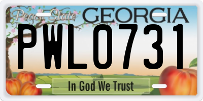 GA license plate PWL0731