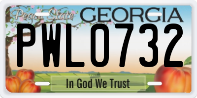 GA license plate PWL0732