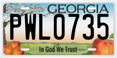 GA license plate PWL0735