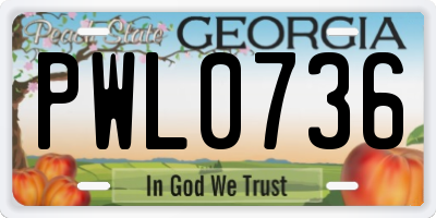GA license plate PWL0736