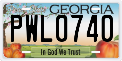 GA license plate PWL0740