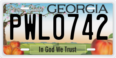 GA license plate PWL0742