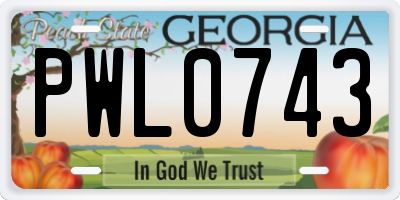 GA license plate PWL0743