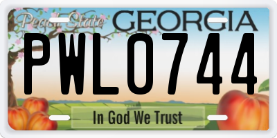 GA license plate PWL0744