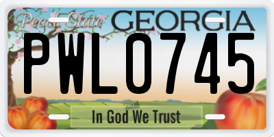 GA license plate PWL0745