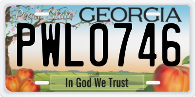 GA license plate PWL0746