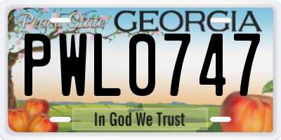 GA license plate PWL0747