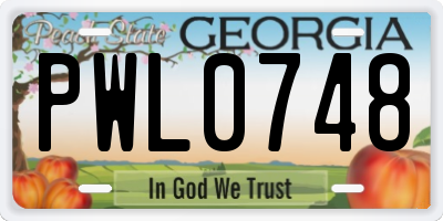 GA license plate PWL0748