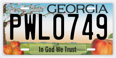 GA license plate PWL0749