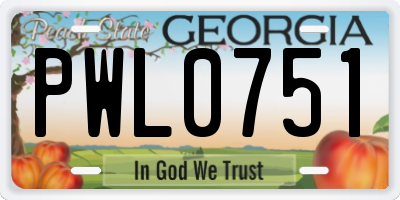 GA license plate PWL0751