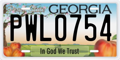 GA license plate PWL0754