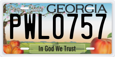GA license plate PWL0757
