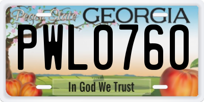 GA license plate PWL0760