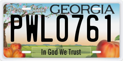 GA license plate PWL0761
