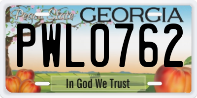 GA license plate PWL0762