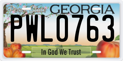 GA license plate PWL0763