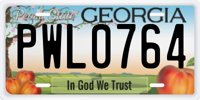 GA license plate PWL0764