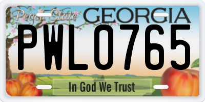 GA license plate PWL0765