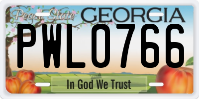 GA license plate PWL0766