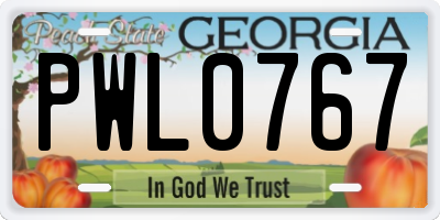 GA license plate PWL0767