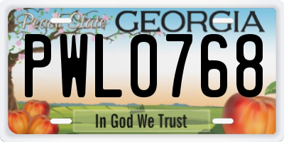 GA license plate PWL0768