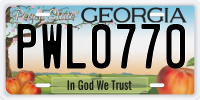 GA license plate PWL0770