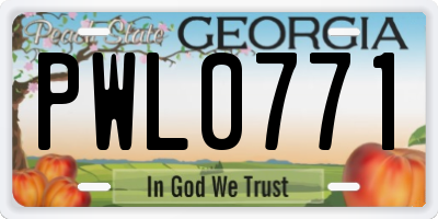 GA license plate PWL0771