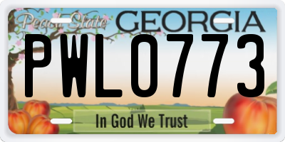 GA license plate PWL0773