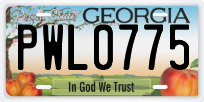 GA license plate PWL0775