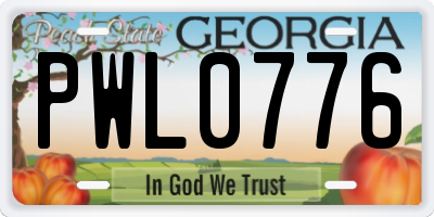 GA license plate PWL0776
