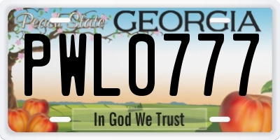 GA license plate PWL0777