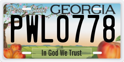 GA license plate PWL0778