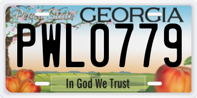 GA license plate PWL0779